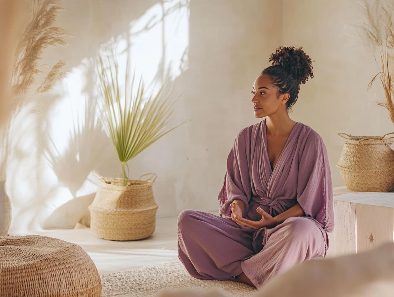 Séance de Reiki dans une pièce baignée de lumière douce